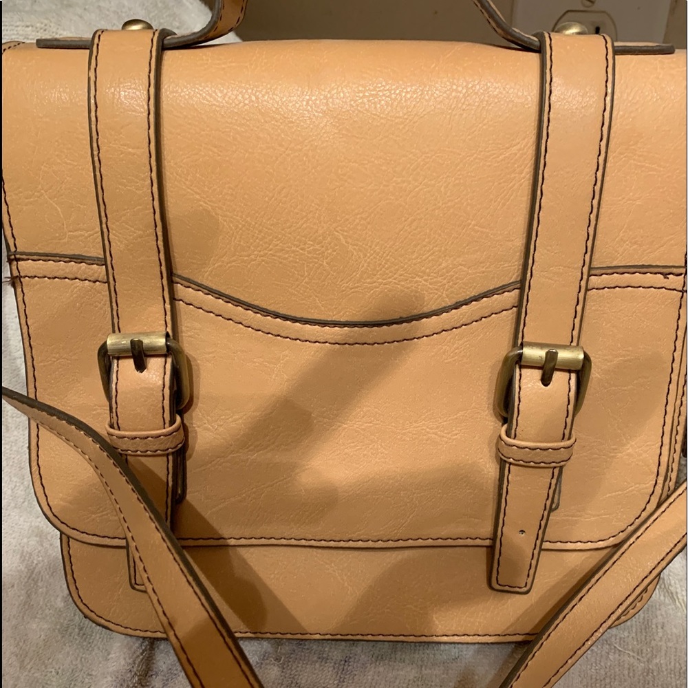 Cream colored shoulder strap purse